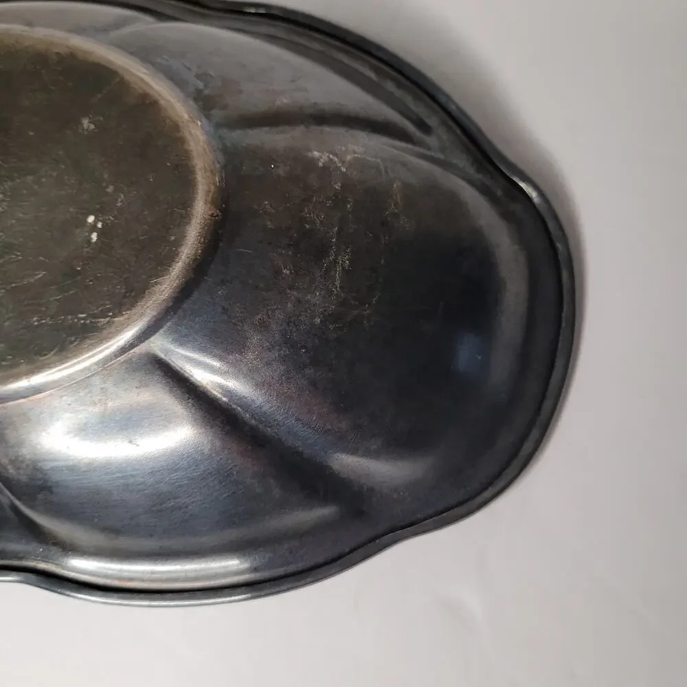 Vintage Silver Oval Chippendale Style Serving Plate 12X7 inches